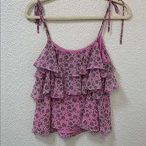 Nordstrom pink ruffle tank blouse